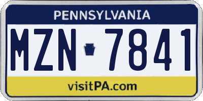 PA license plate MZN7841