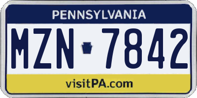 PA license plate MZN7842