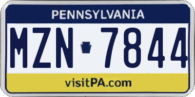 PA license plate MZN7844