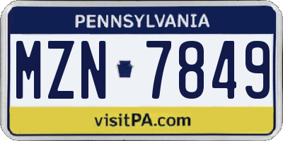 PA license plate MZN7849