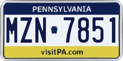 PA license plate MZN7851
