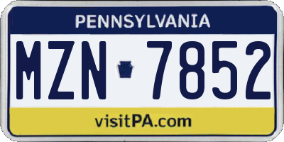 PA license plate MZN7852