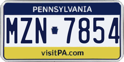 PA license plate MZN7854