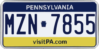PA license plate MZN7855