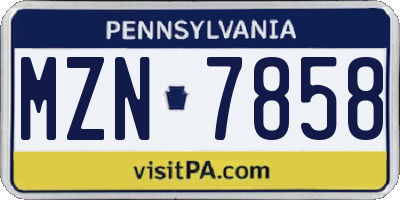 PA license plate MZN7858