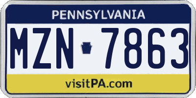 PA license plate MZN7863
