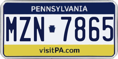PA license plate MZN7865