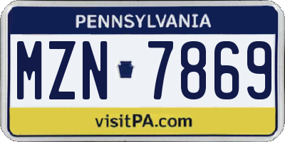 PA license plate MZN7869