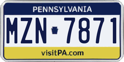 PA license plate MZN7871