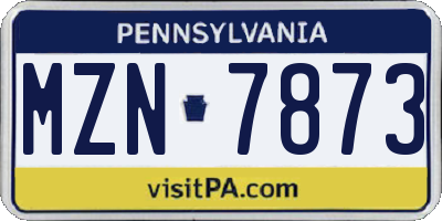 PA license plate MZN7873