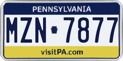 PA license plate MZN7877