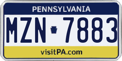 PA license plate MZN7883