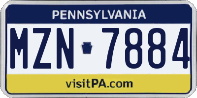PA license plate MZN7884