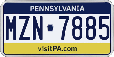 PA license plate MZN7885