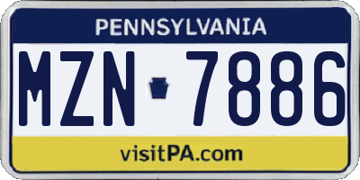 PA license plate MZN7886