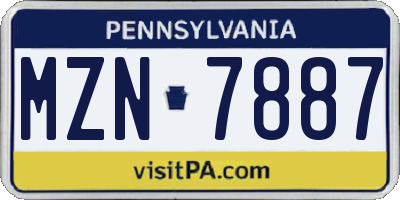 PA license plate MZN7887