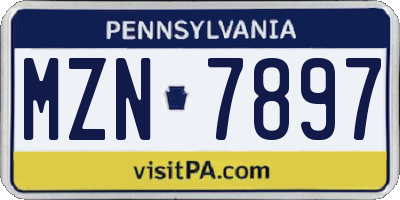 PA license plate MZN7897