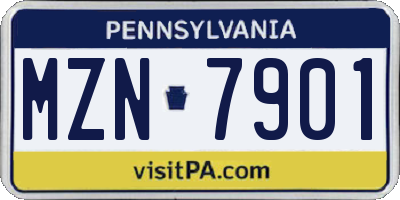 PA license plate MZN7901