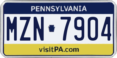 PA license plate MZN7904