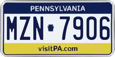 PA license plate MZN7906