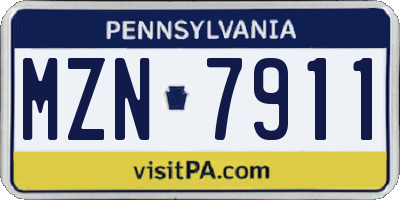 PA license plate MZN7911