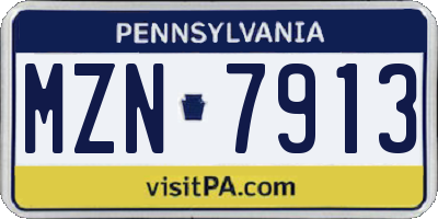 PA license plate MZN7913