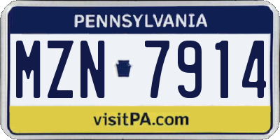 PA license plate MZN7914