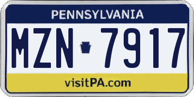 PA license plate MZN7917