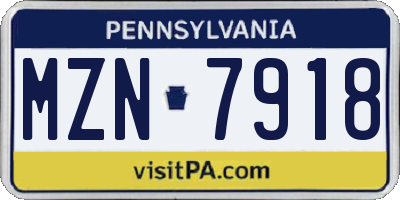 PA license plate MZN7918