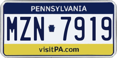 PA license plate MZN7919