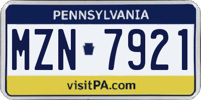 PA license plate MZN7921
