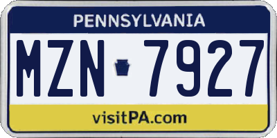 PA license plate MZN7927