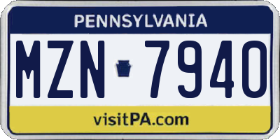 PA license plate MZN7940