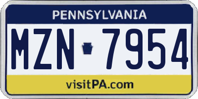 PA license plate MZN7954