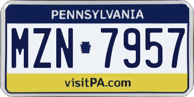 PA license plate MZN7957