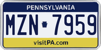 PA license plate MZN7959