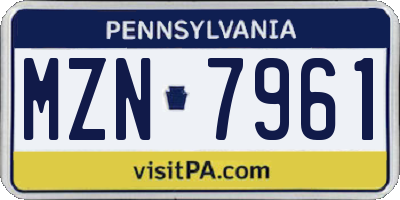 PA license plate MZN7961