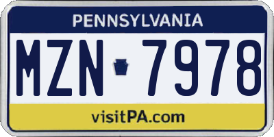 PA license plate MZN7978
