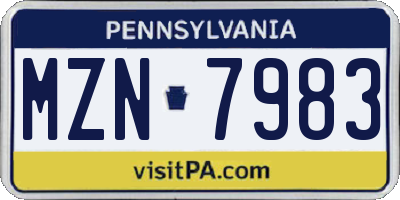 PA license plate MZN7983