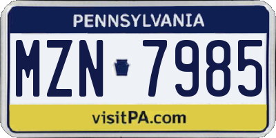 PA license plate MZN7985