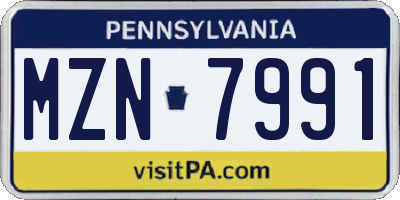 PA license plate MZN7991