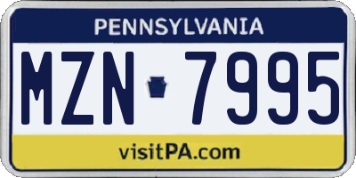 PA license plate MZN7995