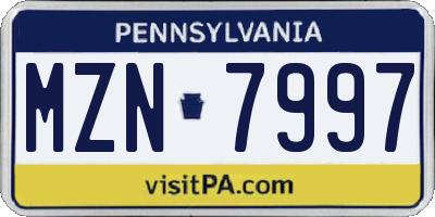 PA license plate MZN7997