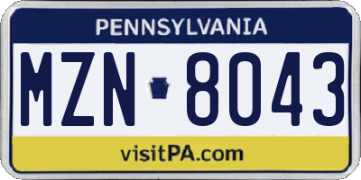 PA license plate MZN8043