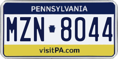 PA license plate MZN8044