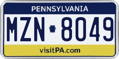 PA license plate MZN8049