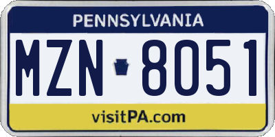 PA license plate MZN8051