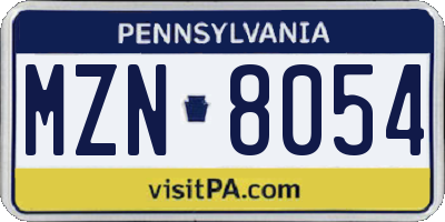PA license plate MZN8054