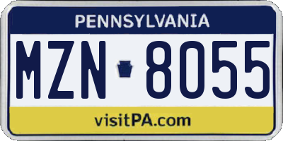 PA license plate MZN8055