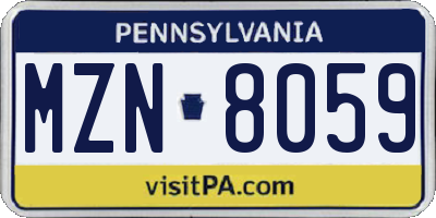 PA license plate MZN8059